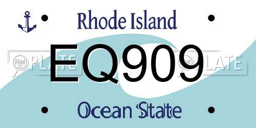 EQ909 Rhode Island License Plate