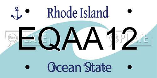 EQAA12 Rhode Island License Plate