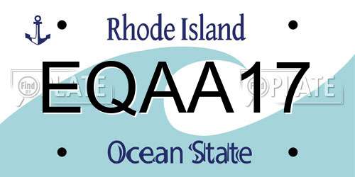 EQAA17 Rhode Island License Plate