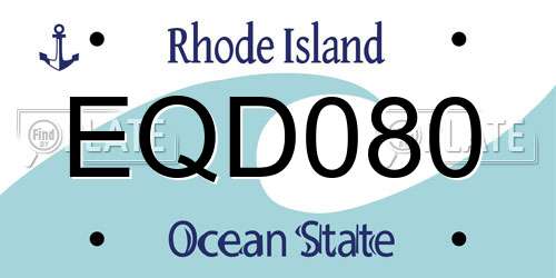 EQD080 Rhode Island License Plate