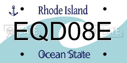 EQD08E Rhode Island License Plate