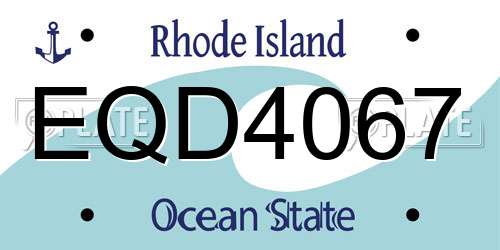 EQD4067 Rhode Island License Plate