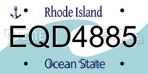 EQD4885 Rhode Island License Plate