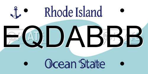 EQDABBB Rhode Island License Plate