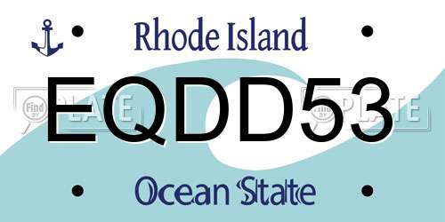EQDD53 Rhode Island License Plate