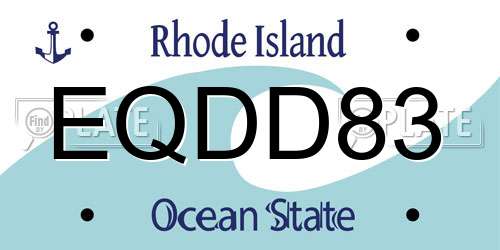EQDD83 Rhode Island License Plate