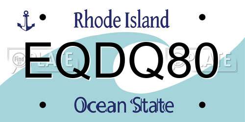 EQDQ80 Rhode Island License Plate
