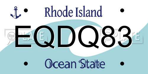 EQDQ83 Rhode Island License Plate