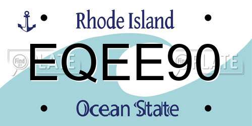 EQEE90 Rhode Island License Plate