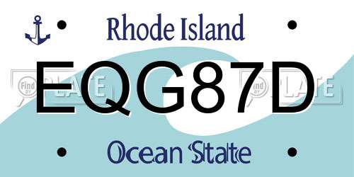 EQG87D Rhode Island License Plate