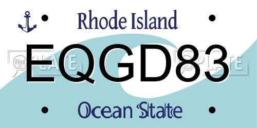 EQGD83 Rhode Island License Plate