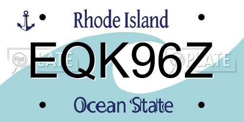 EQK96Z Rhode Island License Plate
