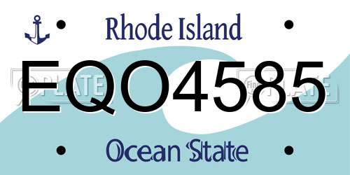 EQO4585 Rhode Island License Plate