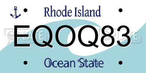 EQOQ83 Rhode Island License Plate