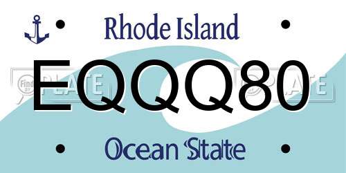EQQQ80 Rhode Island License Plate