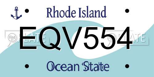 EQV554 Rhode Island License Plate