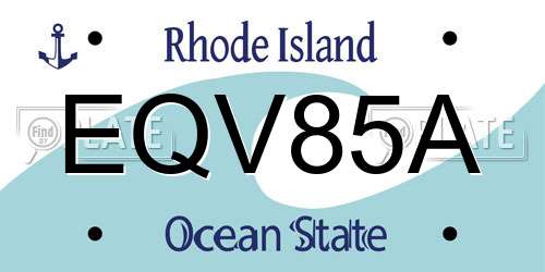 EQV85A Rhode Island License Plate