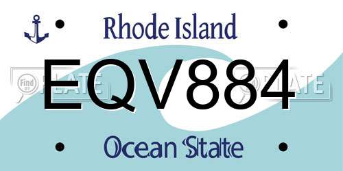 EQV884 Rhode Island License Plate