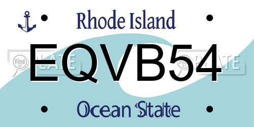 EQVB54 Rhode Island License Plate