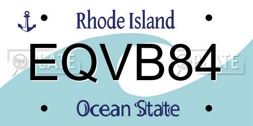 EQVB84 Rhode Island License Plate