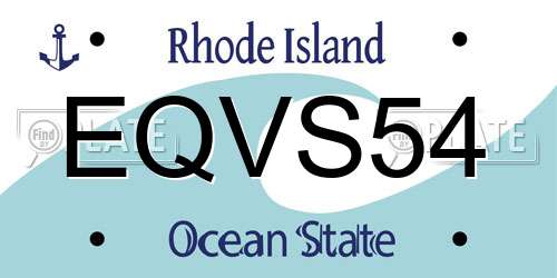 EQVS54 Rhode Island License Plate