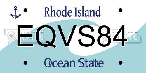EQVS84 Rhode Island License Plate
