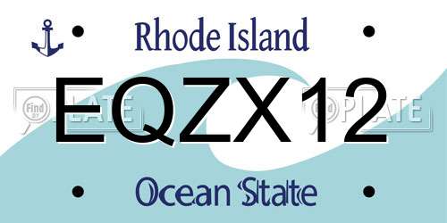EQZX12 Rhode Island License Plate