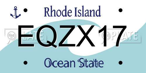 EQZX17 Rhode Island License Plate