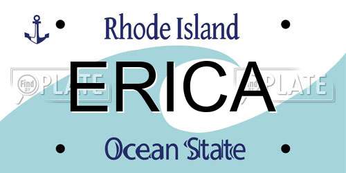 ERICA Rhode Island License Plate