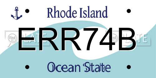 ERR74B Rhode Island License Plate
