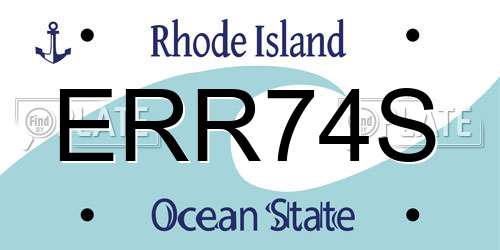 ERR74S Rhode Island License Plate