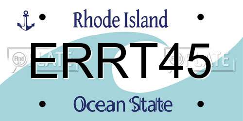 ERRT45 Rhode Island License Plate
