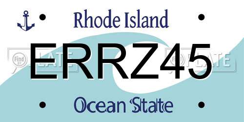 ERRZ45 Rhode Island License Plate