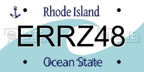 ERRZ48 Rhode Island License Plate