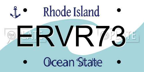 ERVR73 Rhode Island License Plate