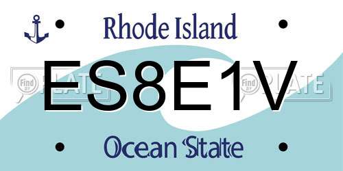 ES8E1V Rhode Island License Plate