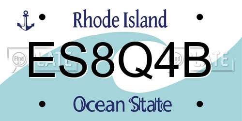 ES8Q4B Rhode Island License Plate