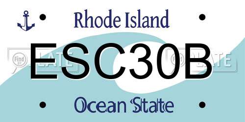 ESC30B Rhode Island License Plate