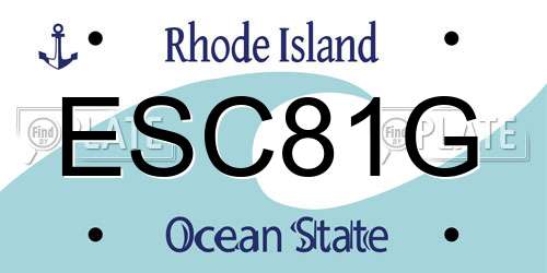 ESC81G Rhode Island License Plate