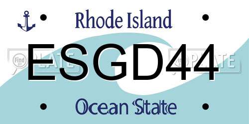 ESGD44 Rhode Island License Plate