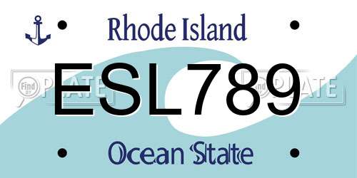 ESL789 Rhode Island License Plate