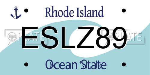ESLZ89 Rhode Island License Plate