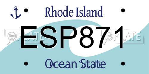 ESP871 Rhode Island License Plate