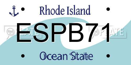 ESPB71 Rhode Island License Plate
