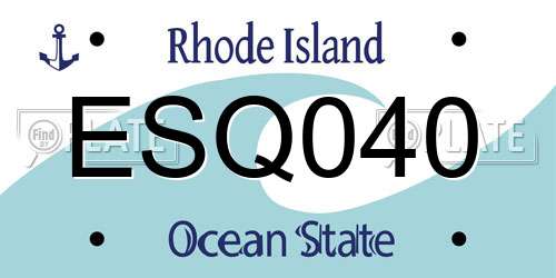 ESQ040 Rhode Island License Plate