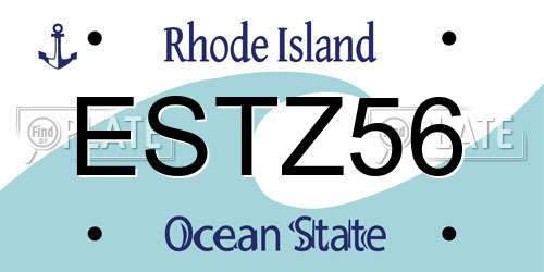 ESTZ56 Rhode Island License Plate