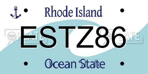 ESTZ86 Rhode Island License Plate