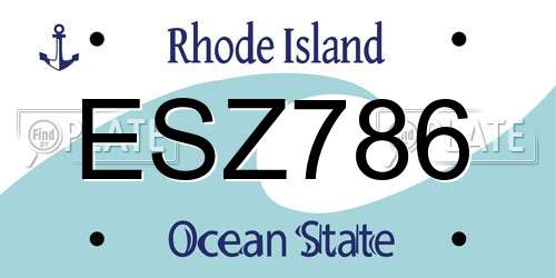 ESZ786 Rhode Island License Plate