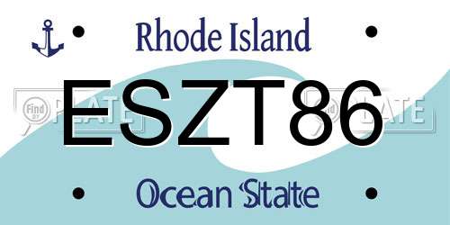 ESZT86 Rhode Island License Plate