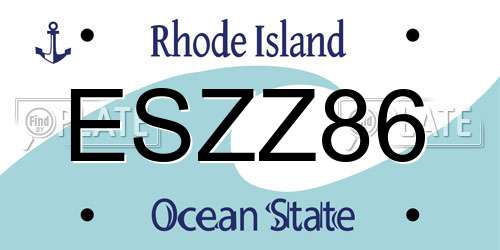 ESZZ86 Rhode Island License Plate